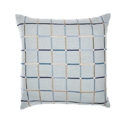 24" Sq Blue Grid Decorative Pillow