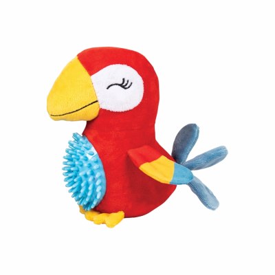 7" Red Parrot Ball Dog Toy