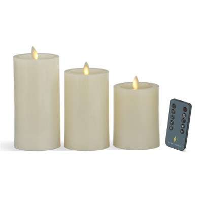 Set of Three Pearl LED Pillar Candles With Remote
