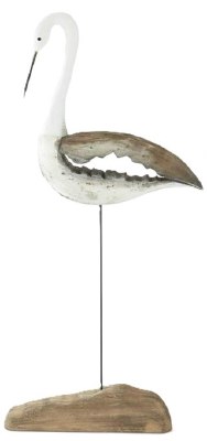 25" Gray and White Wood Shorebird on Base