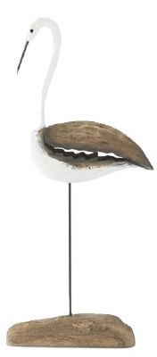 17" Gray and White Wood Shorebird on Base
