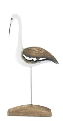 10" Gray and White Wood Shorebird on Base