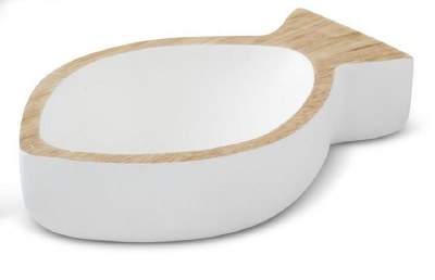 7" White Natural Fish Shape Wood Bowl
