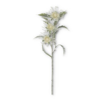 24" Faux White Frost Thistle Spray