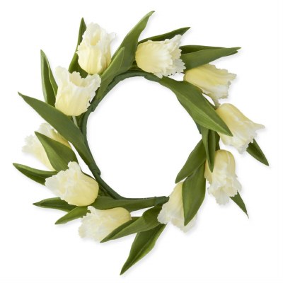 4.75" Faux Yellow Real Touch Tulip Candle Ring