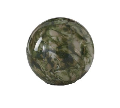 8" LED Green and White Glass Orb