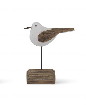 4" Brown and White Wood Seagull on Base
