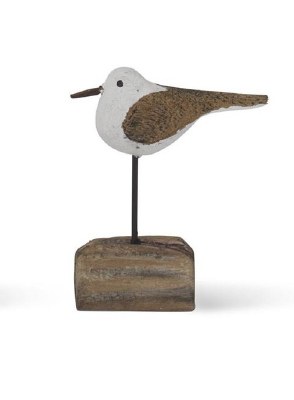 3" Brown and White Wood Seagull on Base