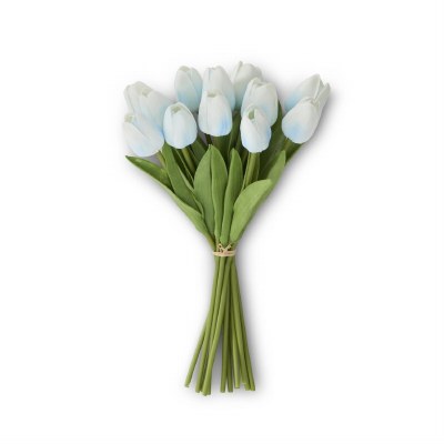 Bundle of 12 13" Faux Light Blue Real Touch Tulips