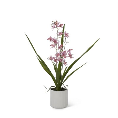 21" Faux Pink Orchid in a White Pot