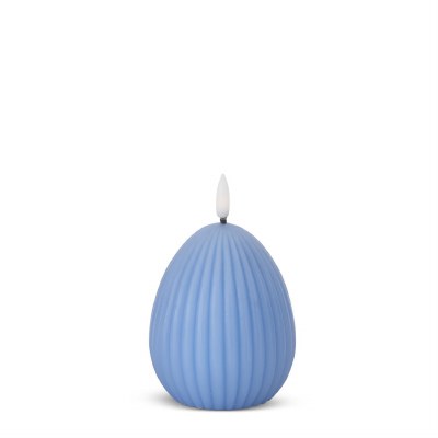 5" LED Blue Ribbed Egg Candle
