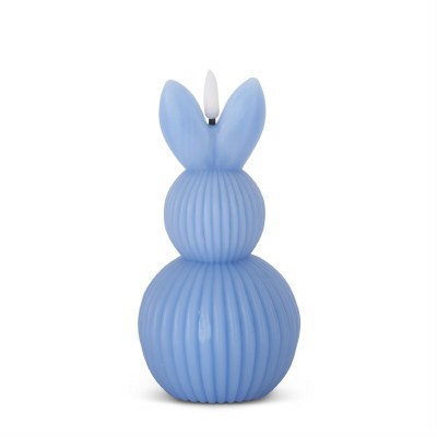 6" LED Blue Ribbed Bunny Candle