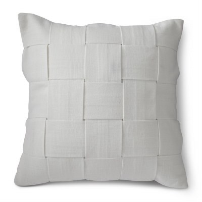20" Sq White Check Pillow