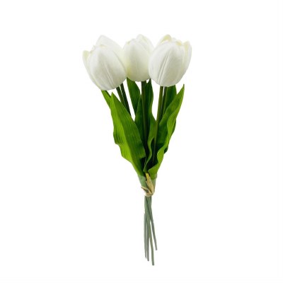Bundle of Six 18" Faux White Real Touch Tulips