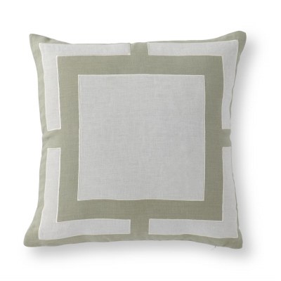 20" Sq Green and Natural Squares Decorative Pillow