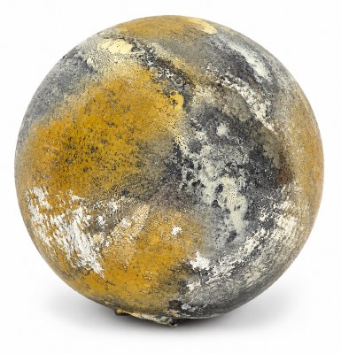 5" Silver and Amber Glass Orb