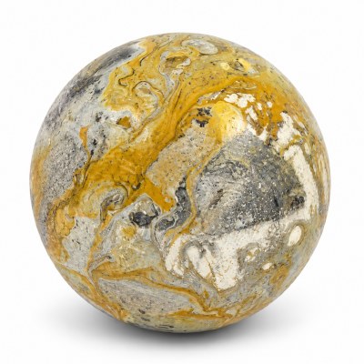 3" Silver and Amber Glass Orb