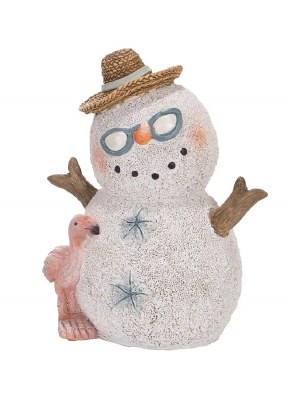 6" Distressed White Sandman With Flamingo