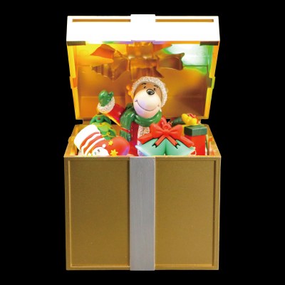 8" LED Reindeer in a Gold Box Figurine