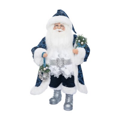 18" Dark Blue and White Santa Claus Statue
