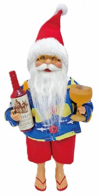 9" Multicolor Santa Claus Holding a Bottle of Wine Figurine