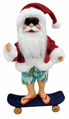 9" Multicolor Santa Claus on a Skateboard Figurine