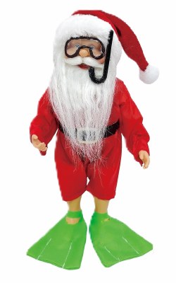 9" Red Santa Claus Wearing a Snorkeling Outfit  Figurine