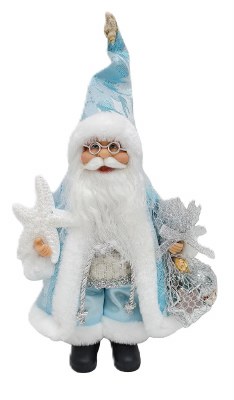 9" Blue Santa Claus Holding a Starfish Figurine