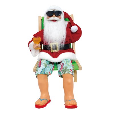 18" Santa Claus Sitting in a Beach Chair Statue