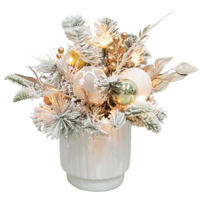 12" Faux Frosted Pine Mix Centerpiece