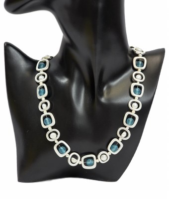 18" Silver and Aqua Mod Magnetic Clasp Necklace