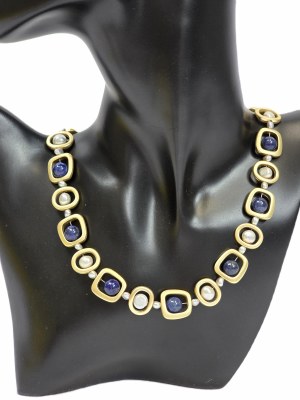 18" Gold and Lapis Mod Magnetic Clasp Necklace
