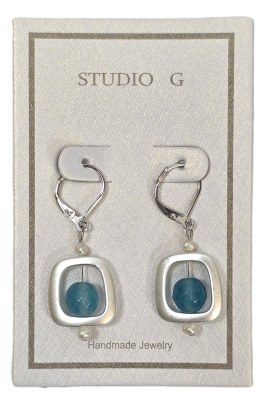 Silver and Aqua Mod Earrings