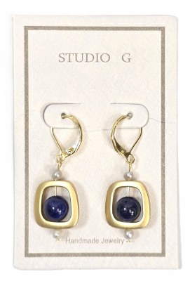 Gold and Lapis Mod Earrings