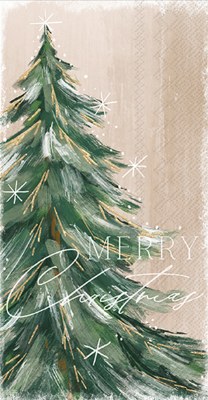 9' x 5" "Merry Christmas" Gilded Christmas Tree Guest Towels