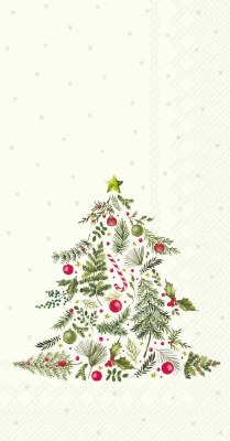 9" x 5" Christmas Branches Tree Guest Towels