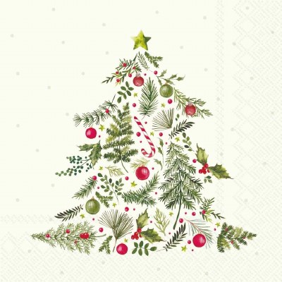 6.5" Square Christmas Branches Tree Lunch Napkins