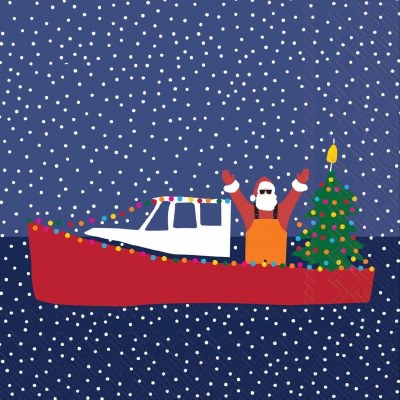 5" Square Santa in a Boat Beverage Napkins