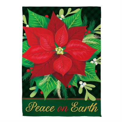 43" x 29" "Peace on Earth" Red Poinsettia Flag
