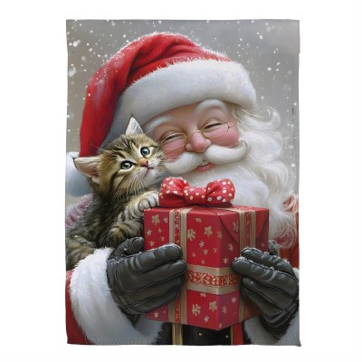 18" x 13" Santa Holding a Cat Mini Garden Flag