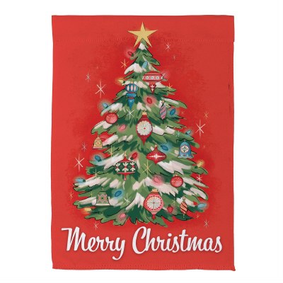 43" x 29" "Merry Christmas" Christmas Tree on Red Flag