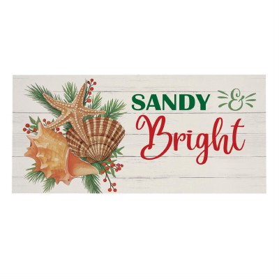 10" x 22" "Sandy & Bright" Seashell Cluster Coastal Sassafras Doormat Insert