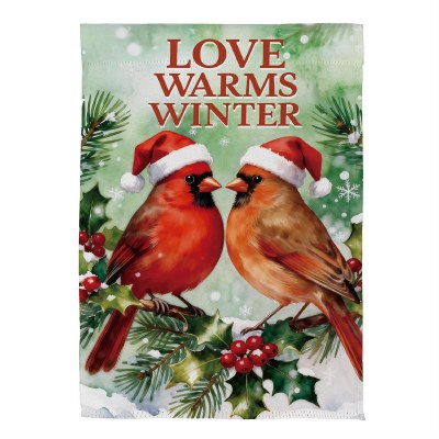18" x 13" "Love Warms Winter" Love Cardinals Mini Garden Flag