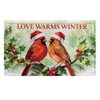18" x 30" "Love Warms Winter" Love Cardinals Doormat