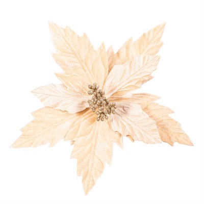 Faux Champagne Poinsettia Clip On Ornament