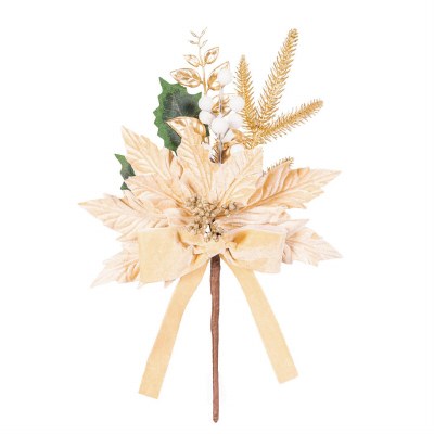15" Faux Champagne Poinsettia Spray