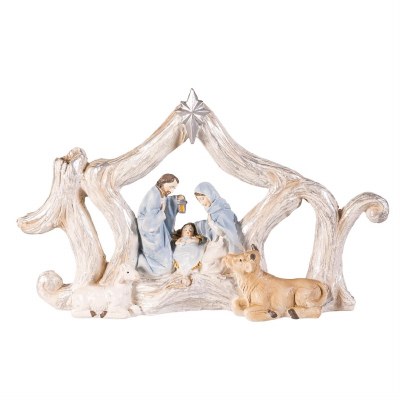 7" Multipastel Holy Family Polyresin Figurine