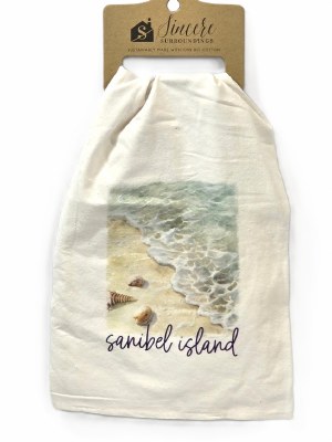 29" Sq Sanibel Shore With Shells Kitchen Towel