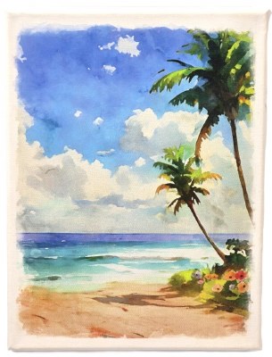 12" x 9" Palm Trees Coastal Canvas