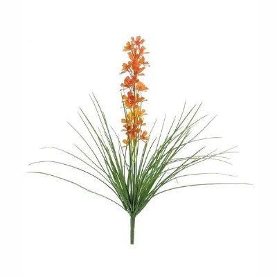 25" Faux Orange and Yellow Firestar With Grass